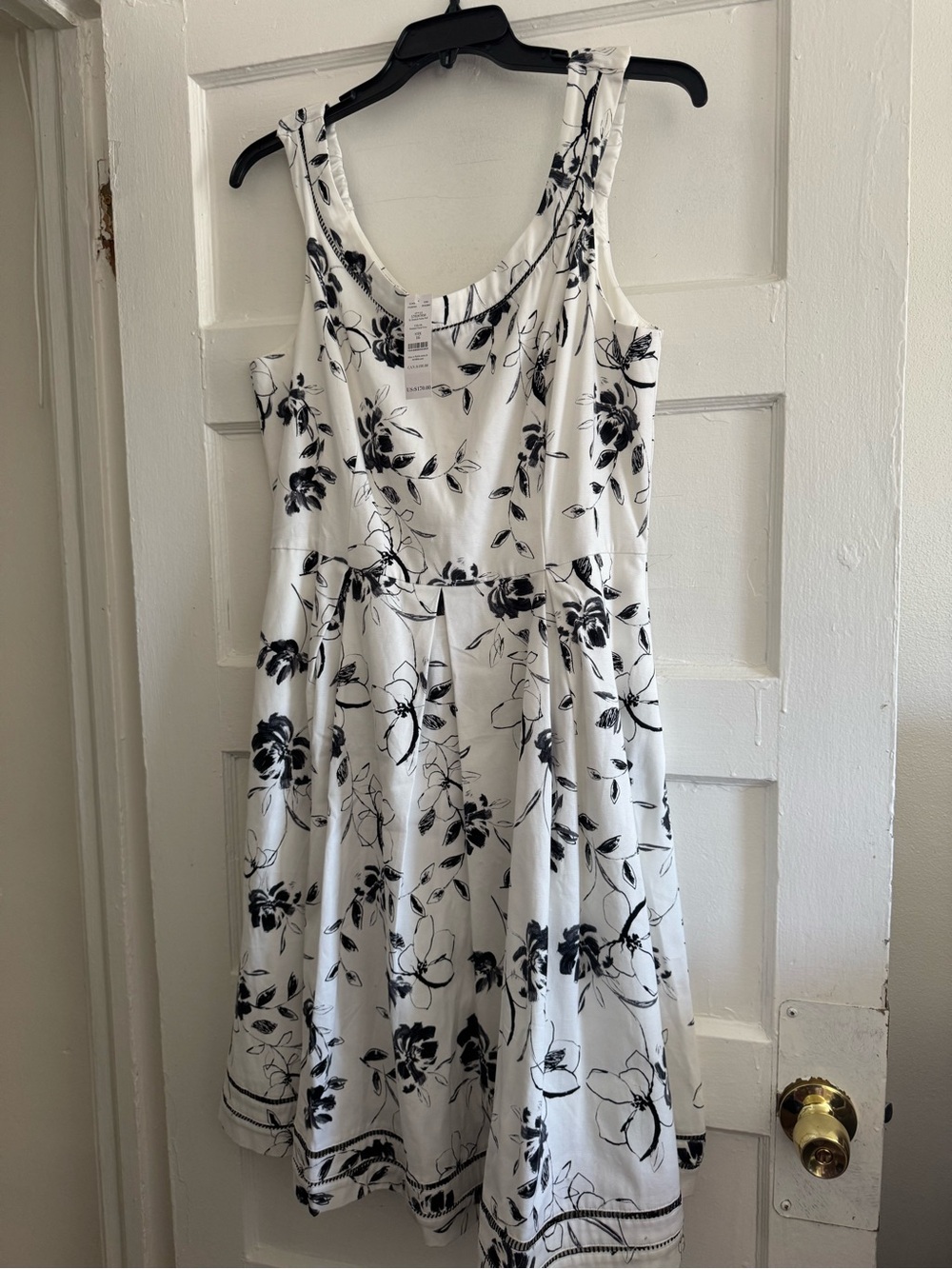 White House Black Market White & Black Painted Floral Dress